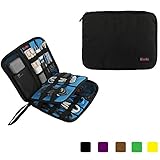Khanka Portable Universal Electronics Accessories Travel Organizer / Various Usb Cable, Phone,MP3 Player/ Charger, Hard Drive Case / Flash Disk / Portable Power Bank Case Bags (Large-Black)