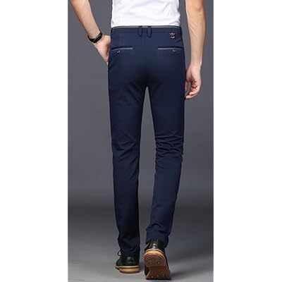 plaid&plain men's stretch dress pants slim fit skinny suit pants