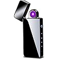 Spinning Arc Plasma Lighter - USB Rechargeable Electric Lighter with LED Display, Pocket- Size Design for Camping, Candles, Outdoor (ICY Black)