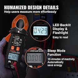 VEVOR Digital Clamp Meter T-RMS, 6000 Counts, 600A