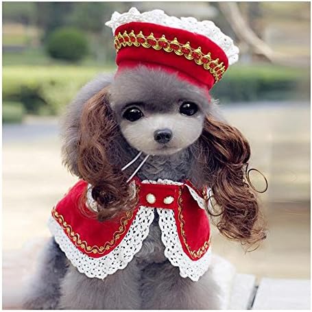 Dog Pet Clothes Cloak Wig Hat Suit PF12 red S