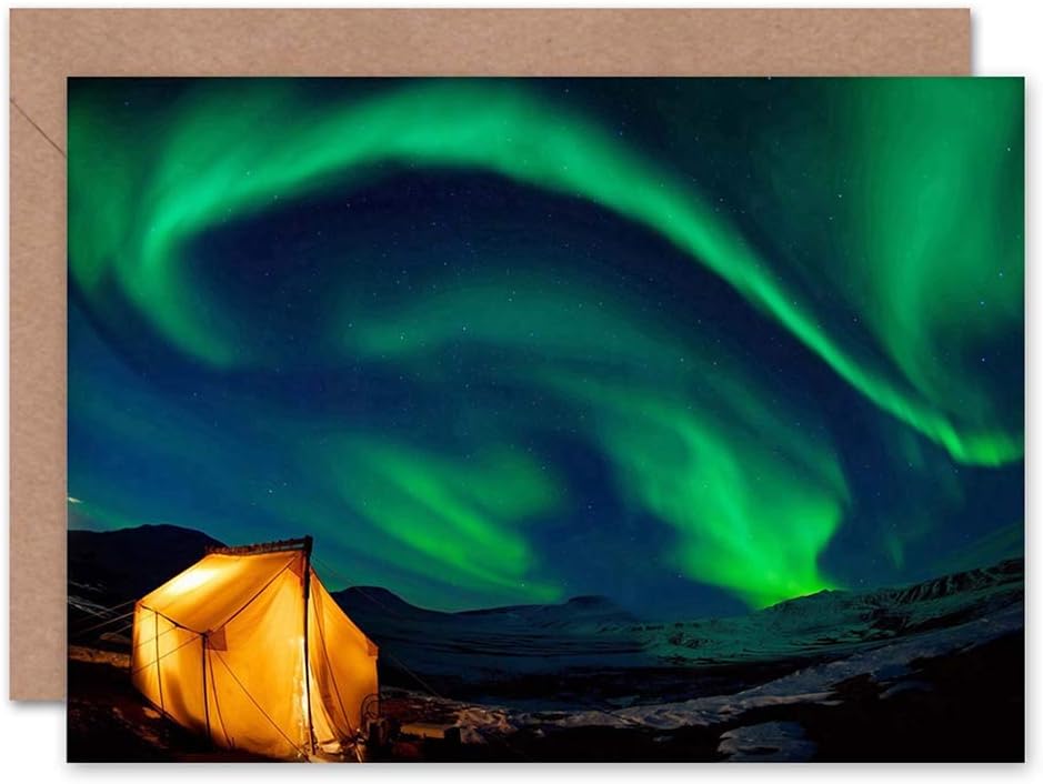 Wee Blue Coo Northern Lights Aurora Borealis Sky Greeting Card Cl1121 Amazon Co Uk Kitchen Home