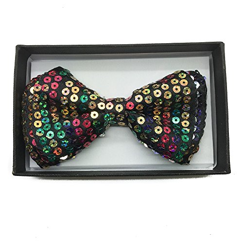 Mens & Women Wedding Accessories Rainbow Sequin Adjustable Bow Tie Silver & Glitter Suspenders