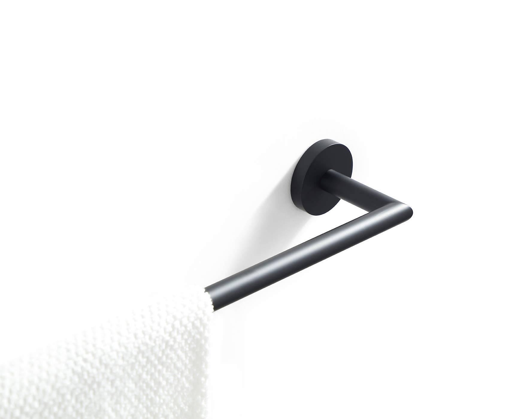 BUVELOT Towel Rail Brass 25.75Inch,Modern Hotel Style Bathroom Towel Holder Wall Mounted (Single Towel Bar, Matte black, 077070-MB Leo Series)