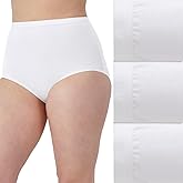 Bali womens Stretch Cotton Brief Underwear, Full-cut-fit Brief, Full Coverage Panty, 3-pack