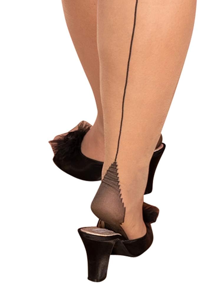 What Katie Did Champagne/Black Curve Glamour Seamed Stockings Amazon