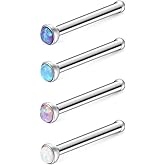 Ruifan 20G 1.5mm 2mm 2.5mm 3mm Jeweled Opal Nose Bone Studs Rings Pin Piercing Jewelry 4PCS