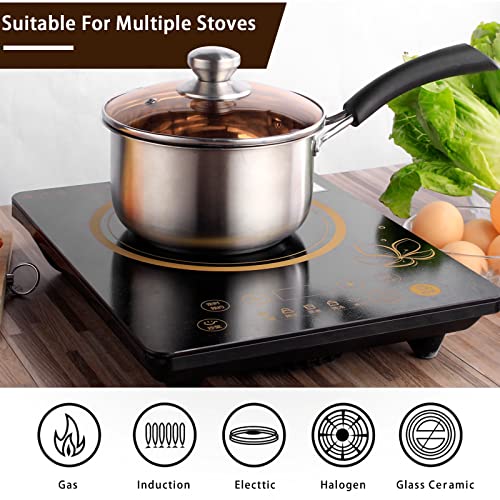 2 Quart Saucepan Stainless Steel Small Saucepan with Lid Cover Nonstick