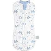Baby Swaddle 0-2 Months, Cotton Arm-In Zipper Sleep Sack, Wearable Blankets Wrap for Newborn Infant Girls and Boys (Elephant, Pack of 1)