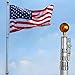 High Quality 25 ft Aluminum Telescoping Flagpole Kit with 3-in Golden Ball Finial PVC Ground Sleeve America USA Flag Design Spin Brackets for fly 2 Flags Pole Outdoor Decor