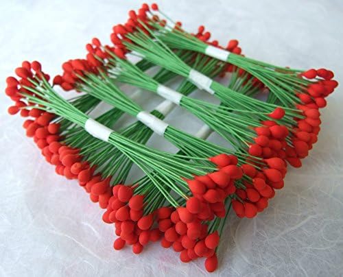 300 Red Stamen Pollen Flower Craft Artificial Scrapbook Floral Round Wire Stem Card