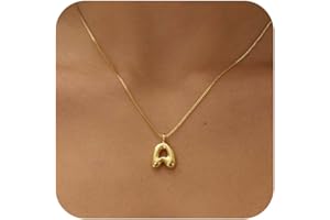 Thaivor Bubble Letter Necklace Initial Necklaces for Women Trendy 14K Dainty Charm Pendant Name Necklace Personalized Jewelry Gift for Women