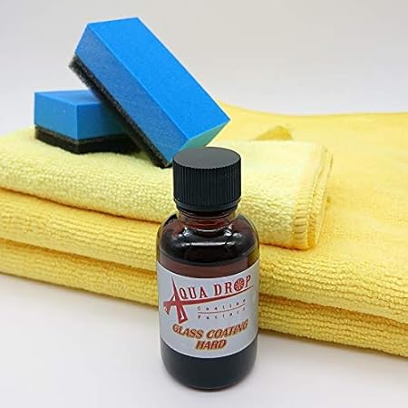 Amazon 日本製 Aquadrop Hard Glass Coat 硬化型 結晶化 ガラスコーティング剤 ヘッドライトコーティング剤 Mfクロス スポンジセット バンパー ヘッドライト モール 樹脂 ホイール用ガラスコーティング剤 コーティング剤 車 バイク