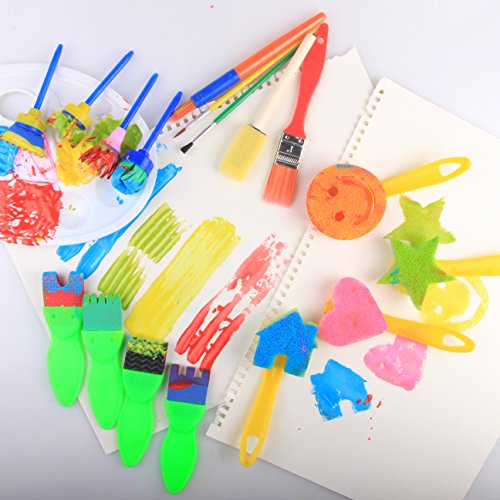 25 Pieces Kids Sponge Painting Brushes for Early Learning Mini Flower Sponge Brushes Drawing tools (multicolor)