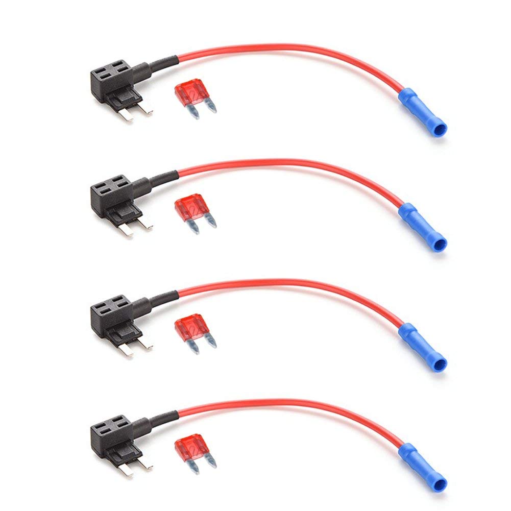 YUNIQUE UK 4 Pieces Fuse Circuit Piggy Back Mini ATO ATC Blade with 12V 24V Fuse Box Complete with 10A Mini Blade Fuses