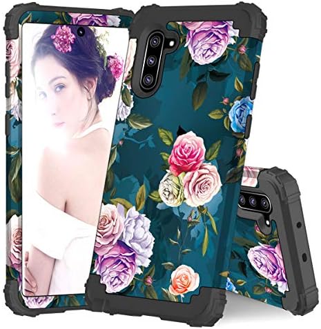 Galaxy Note 10 Case for Women, ZHK Floral 3 Layer Heavy Duty Shockproof Case Full-Body Protection Armor Girls Stylish Anti-Scratch Protective Cover for Samsung Galaxy Note 10(2019 Release)-Rose