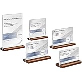ECKEK 2 Pack Acrylic Label Holder Price Tag Displays Sign Holder Data Card Holder Wood Base Table Top Sign Stand (Walnut 90*55mm/3.54x2.17 inches)