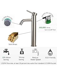 KDK cuarto de baño, lavabo, llave buque tazón fregadero llave cuerpo alto sola manija un agujero cubierta montaje Lavatorio Acero inoxidable, níquel cepillado, KDK F07