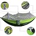 SZXKT Camping Double Hammock Mosquito Net Outdoor Hammock Travel Bed Lightweight Parachute Fabric Double Hammock, Portable Hammock for Travel, Hiking, Backpacking, Beach, Yard (Green + Dark Green)