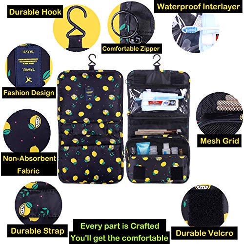 LAKIBOLE Toiletry Bag Multifunction Cosmetic Bag Portable Makeup Pouch Waterproof Travel Hanging Organizer Bag for Women Girls (Cactus&White)
