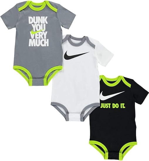 Nike Baby Boys' 3Pack Bodysuits Gray Multi, 36 Months