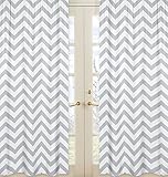 Sweet Jojo Designs 2-Piece Gray and White Chevron Window Treatment Zig Zag Panels
