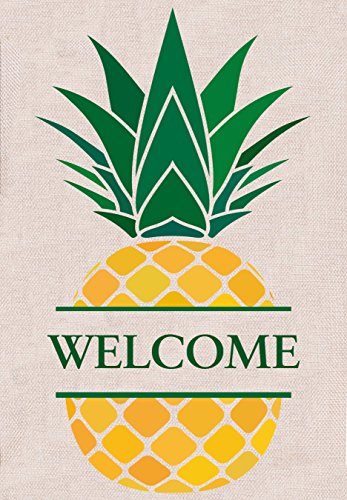 Welcome Pineapple Garden Flag| Double-sided, Burlap, Great Design Yard Flag to Brighten Up Your Home 12.5"X18"
