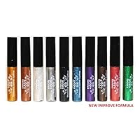 Diamond Glitter & Shimmer Style 10 Piece Liquid Eyeliner Eyeshadow Color Set + Microfiber Pouch Bag