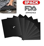 Gas Stove Burner Covers 8 Pack - CrazyLynX Double Thickness Gas Range Protectors, Stove Top Liner with FDA Approved, Reusable, Non-Stick, Dishwasher Safe, Heat-resistant - Black (10.6