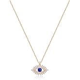 MEVECCO Gold Dainty Evil Eye Necklace for Women 18K Gold Plated Cute Delicate Solitaire Cubic Zirconia Boho Protection Evil Eye Minimalist Simple Necklace