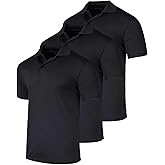 Real Essentials 3 Pack: Men's Short Sleeve Golf Polo Casual Workout Sports Cool Moisture Wicking Collared Shirt (Big & Tall)