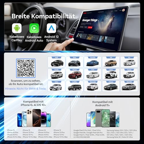 OTTOCAST Play2Video Ultra 2026 AI Box, Wireless CarPlay & Android Car Adapter with YouTube/Prime Video, WiFi 6, 4GB+32GB, Plug & Play, for Cars with Wired CarPlay from 2016
