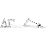 Sorority Shop Delta Gamma Earrings — White Gold Plated Stud Earrings, Long-Lasting Delta Gamma Sorority Gifts for Women