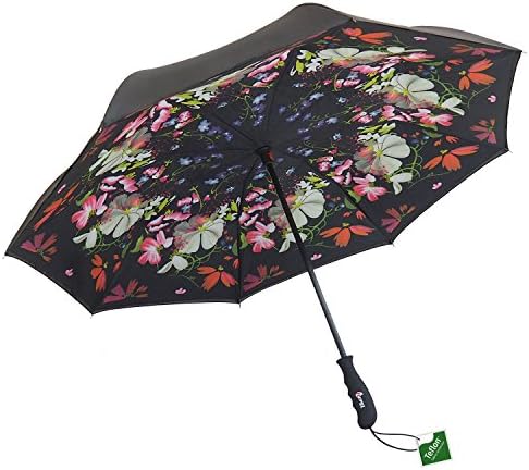 Repel Reverse Folding Umbrella with 2 Layered Teflon Canopy and Reinforced Fiberglass Ribs (Flower Bouquet)
