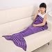 ONEPACK Mermaid Tail Crochet Blanket,Handmade Mermaid Blanket for Child, Super Soft Comfortable for All Seasons Sleeping Reading Watching Working Sofa Camping Blankets(Child,56