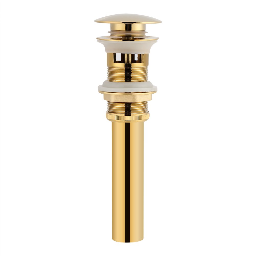 Hztyyier Bathroom Sink Drain Faucet Vessel Vanity Up Stopper Tool with Overflow Hole Golden