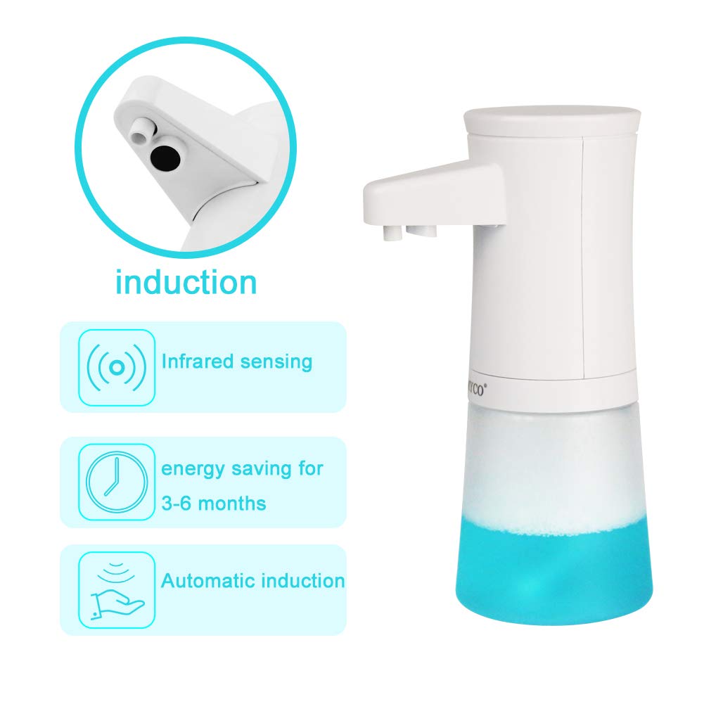 DMYCO Automatic Soap Dispensers, 350 ML Infrared Motion Sensor Touchless Hand Soap Dispenser, Smart Foam Hand Sanitizer Autosoap Dispenser for Kitchen, Toilet and Bathroom