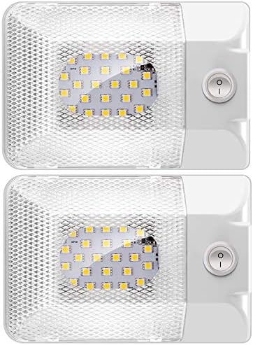 ShinePick 2 Pack Upgraded Super Bright DC 12V Led RV Ceiling Dome Lights, RV Interior Lighting Roof Lights with ON/Off Switch for Trailer Camper Car RV Boat (Natural White)
