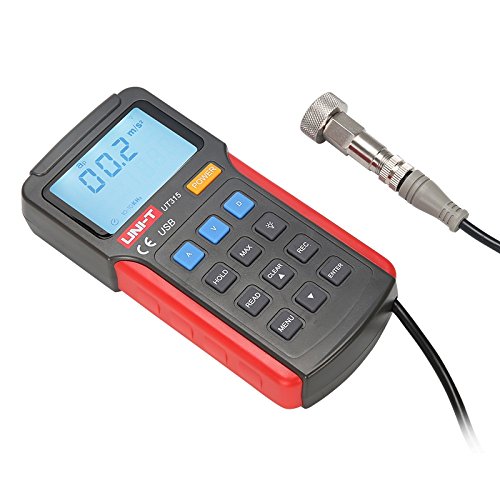 UNI-T UT315 LCD Vibration Tester Meter Acceleration 0.1~199.9m/s2 Velocity 0.01~19.99cm/s Displacement 0.001~1.999mm Long & Short External Probe USB Max Mode PC Software