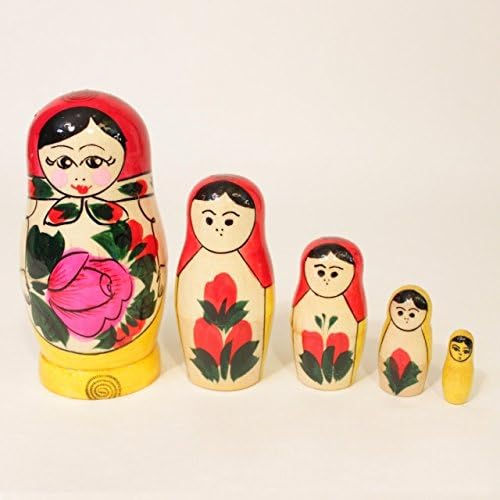 4" Set of 5 Semyonov Traditional Wooden Matryoshka Russian Nesting Dolls (10105)