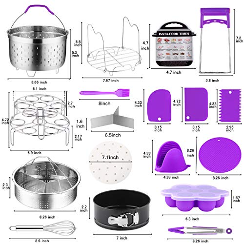 YOLIFE 122 PCS Accessories for Instant Pot, Pressure Cooker Accessories Set Compatible with Instant Pot 5,6,8 Qt - 2 Steamer Baskets, Silicone Molds & More Accessories