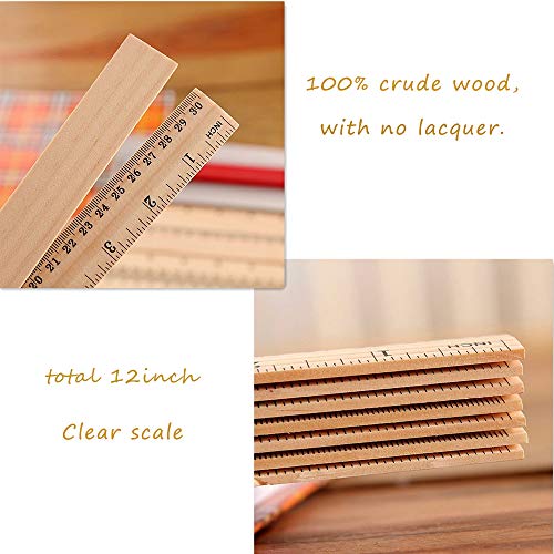 Wooden rulers 12 inch Bulk School Ruler for Student Wood Ruler 48 Pack - Thumbnail 2