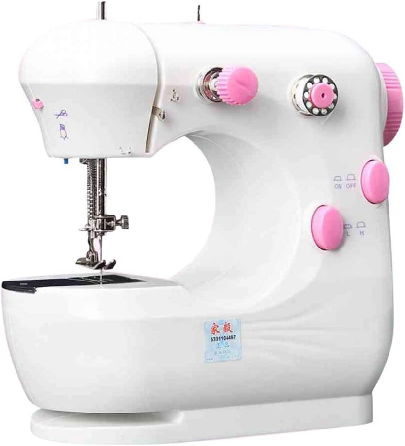 Mini Cute Sewing Machine, Portable Basic Electric Sewing Machine for Sewing Beginner Home, High Low Speeds (White,European Standard)
