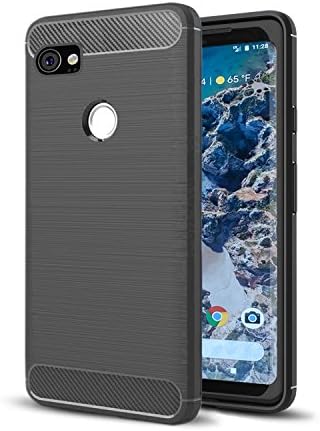 Google Pixel 2 XL Case, Rugged Armor Carbon Fiber Google Pixel 2 XL Case with Shock Resistant Brushed Texture Soft TPU Anti-fingerprint Flexible Full-body Protective Cover for Pixel 2 XL (Black