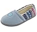 HomeIdeas Women's Velvet Memory Foam House Slippers, Closed Back Indoor / Outdoor Shoes with Colour Stripe,Blue,Medium / 7-8 B(M) US