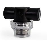Alphacool ES Inline Particle Filter 2X G1/4" IG (13888) | Plastic/Acrylic Body, Metal Sieve, 95&times;50&times;63mm, 2x 3/8G" Threads + G1/4" Adapters Included, Black/Transparent, Max 60&deg;C
