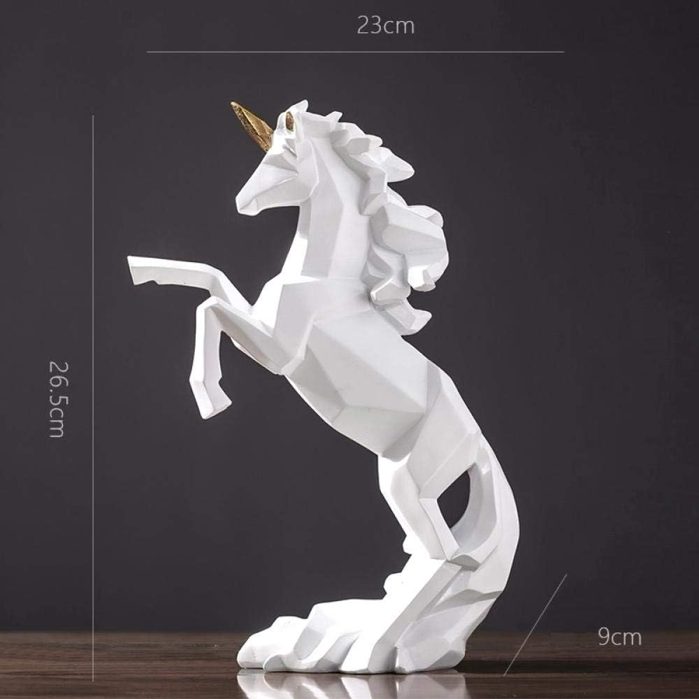 DSZXHN Statues for Home Decor,Creative White Resin Geometric Unicorn Pegasus Animal Figurines Crafted Sculpture,Home Desktop Crafts Art Décor Statuettes for Indoor Living Room