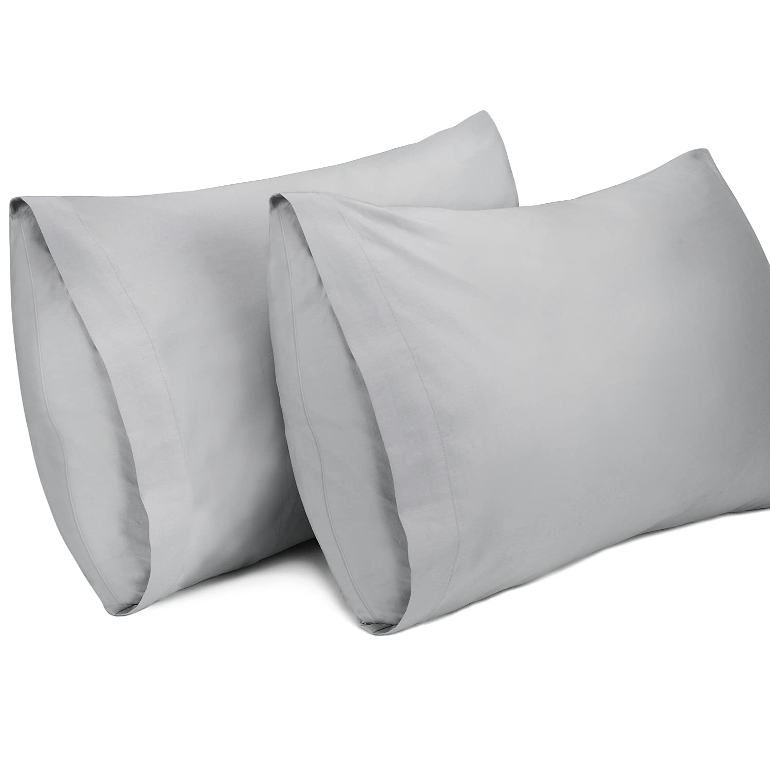 Lirex 2 Pack Pillow Cases, 100% Cotton Breathable Pillowcases Pillow Covers, 50 x 75 cm Queen Size (Light Grey, Queen) — image 1