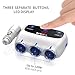 MEIDI 120W 3-Socket Cigarette Car Lighter Power Adapter DC Outlet Splitter with 12V/24V Dual USB Car Charger for Smartphones - White