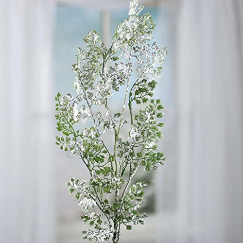 Factory Direct Craft Group of 2 Snowy Sparkling Green Artificial Maidenhair Embellishing Sprays for Home and Holiday Decorating and Embellishing